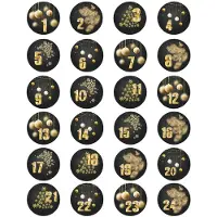 Merkloos Adventskalender Aufkleber Adventskalenderzahlen Weihnachten - 24 Stück - Nummern 1 bis 24 - Selbstklebend - Für Umschläge und Geschenkboxen