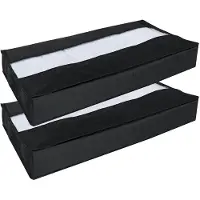Merkloos Aufbewahrungsbox unter dem Bett Faltbox - 90 Liter - Vliesstoff - Schwarz - 2 Stück