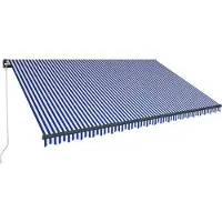 Syfax Manuelle Markise mit Solar-LED 5 x 3 m Blau-weiß gestreift