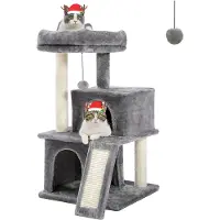 Merkloos Katzenbaum – Kratzbaum – Grau – 34 Zoll – Mit zwei Ebenen