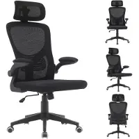 Merkloos Bürostuhl Ergonomischer Schreibtischstuhl Drehstuhl - Gepolsterte Armlehnen - Höhenverstellbar - 116-126 cm - Schwarz - Für Büro und Schlafzimmer