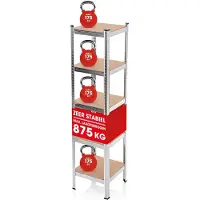 Merkloos Steckregal Lagerregal Werkbank - 875 kg - 40 x 40 x 180 cm - Metall und MDF - 5 verstellbare Böden