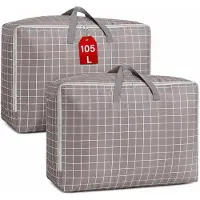 Merkloos Aufbewahrungstasche Unterbett Aufbewahrungsbox - 105 Liter - 70 x 50 x 30 cm - Mit Reißverschluss - Für Kleidung und Bettdecken