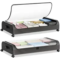 Merkloos Aufbewahrungsbox unter dem Bett Aufbewahrungstasche Unterbettbox - 2er Set - 50 l - Mit Rollen - Faltbar - Für Saisonkleidung und Decken