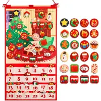 Merkloos Adventskalender Adventskalender zum Befüllen - 24 Fächer - Filz - 76 x 42 cm - Rot