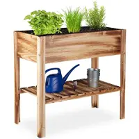Merkloos Hochbeet Gemüsebeet Kräuterbeet - Holz - Geflammt - 80 x 88 x 43,5 cm - Mit Ablageboden