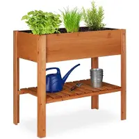 Merkloos Hochbeet Gemüsebeet Kräuterbeet - Holz - Hellbraun - 80 x 88 x 43,5 cm - Für Balkon und Terrasse