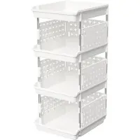 Merkloos Stapelbares Aufbewahrungsregal Aufbewahrungsbox - 4 Ebenen - 35 x 30 x 72 cm - Weiß - Für Schlafzimmer, Küche und Büro