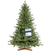 Merkloos Kunsttannenbaum, 220 cm - Spritzgegossene PE-Äste - Standfuß aus Massivholz - Bayerische Tanne