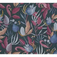 A.S. Création Vliestapete "Still Bloom – Florale Vliestapete", bunt (blau), B:0,53m H:0,02m L:10,05m, Vlies, COSMOLIVING BY COSMOPOLITAN, Tapeten, Vliestapete, Moderner Blütentraum mit sanfter Eleganz