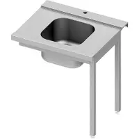 Stalgast Zulauftisch ECO auf zwei Beinen mit einem Becken 1000x670x870 mm, Anbauseite rechts, mit Aufkantung, Selbstmontage