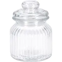 Eh Excellent Houseware Geriffeltes Glas mit dicht schließendem Deckel, 500 ml