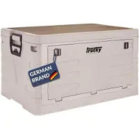 Merkloos Aufbewahrungsbox Aufbewahrungskiste Campingbox - 75 l - 58 x 40 x 33 cm - Beige - Mit Deckel für Camping und Garage