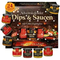 Merkloos Dip-Adventskalender Saucen-Adventskalender Dips - 24 verschiedene Saucen - Weihnachtskalender 2025 - Vegetarisch - Geschenk