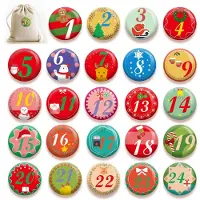 Merkloos Adventskalenderknöpfe Weihnachtskalender Zahlen 1-24 - 4 cm - Kunststoff und Metall - Für DIY Adventskalender
