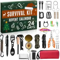 Merkloos Adventskalender Weihnachtskalender Countdown - Survival-Motiv - 24 Tage - Militärstil - Dunkelgrün