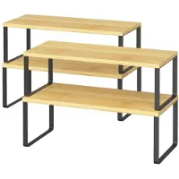 Merkloos Kräuterregal Küche Gewürzregal Aufbewahrungsregal - 4er Set - Holz und Metall - Erweiterbar und stapelbar