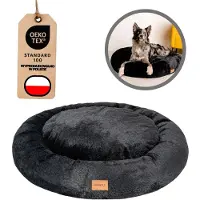 MIMIKO pets Shaggy XXL Hundebett rund schwarz 100cm