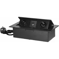 ORNO , Möbelsteckdose - OR-GM-9035/B - Schwarz - USB Ladegerät - 2 Steckdosen - 1, 5m Kabel