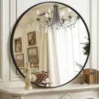 Merkloos Badezimmerspiegel Wandspiegel - Schwarz - 66 cm - Runder Aluminiumrahmen - Für Bad und Flur
