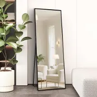 Merkloos Standspiegel Ganzkörperspiegel Wandspiegel - 140 x 40 cm - Metallrahmen - Schwarz oder Gold - Für Wohnzimmer und Ankleidezimmer