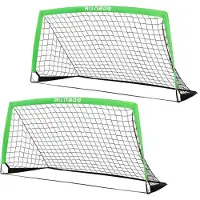 Merkloos Fußballtor für Kinder, Garten – 6 x 4 Fuß – Grün – Set aus 2 Stück – Mit Tragetasche