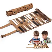 Merkloos Backgammon – Brettspiel – Klassisches Set – Spielbrett: 32 x 26 cm – Zusammenklappbar