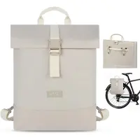 Merkloos Fietstas Gepäckträger-Tasche – 2-in-1: Rucksack und Hecktasche – 14 bis 19 Liter – Wasserabweisend – Beige