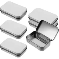 Merkloos Metallene Blechdosen – Mit Deckel – 9,5 x 6 x 2,2 cm – Set mit 6 Stück – Silber