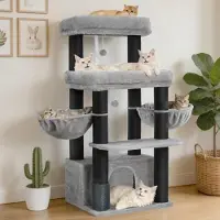 Merkloos Katzenbaum – Stabil für große Katzen – Sisal-Kratzbäume, 8 cm Durchmesser – Hellgrau – Für große Katzen und Maine Coons