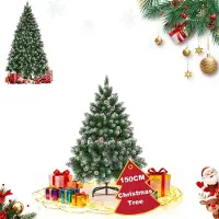 Merkloos Kunsttannenbaum – PVC – 150 cm – Grün mit Schneeeffekt – Metallfuß