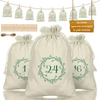 Merkloos Adventskalender zum Befüllen - 24 beigefarbene Säckchen