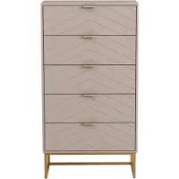 Merkloos Kommode – 5 Schubladen – 60 x 34 x 110 cm – Schmal – Mokka