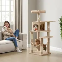 BellaFurn Kratzbaum mit einer Höhe von 137,7 cm | Braun | 55x45x137,7 cm