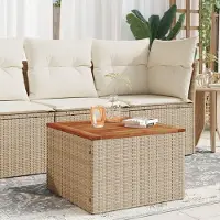 Merkloos Beige Gartentafel aus Polyrotan mit Akazienholz