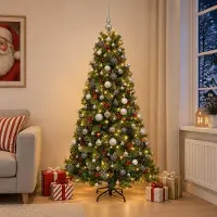 Syfax Künstlicher Weihnachtsbaum mit Weihnachtskugel 180 cm 300 LEDs
