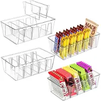 Merkloos Aufbewahrungsboxen für die Küche – Set mit 4 Stück – 5 Fächer – Transparentes Kunststoff – 26,5 x 13 x 9 cm