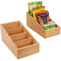 Merkloos Snack-Organizer, Küchenorganizer – 4 herausnehmbare Fächer – Bambus – Offene Oberseite