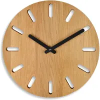 Merkloos Eiche Holz Wanduhr, analog, mit großem Zifferblatt
