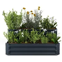 Merkloos Erhöhtes Pflanzbeet – 120 x 90 cm – Zwei Ebenen – Verzinkter Stahl – Anthrazitfarben