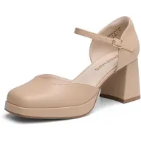Merkloos Damenschuhe mit Plateausohle, geschlossener Zehenpartie und 7 cm Absatz, in Nude, Größe 38 EU