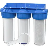 Merkloos Wasserfilter Wasserfilterpatrone Wasserfilteranlage - 3-stufig - 26,16 mm (3/4 Zoll) - Mit Aktivkohle - Für Unterschrank und Wandmontage