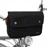 Merkloos Wasserdichte Fahrradtasche aus Canvas und Leder, schwarz, mit verstellbaren Lederriemen