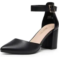 Merkloos Pumps für Damen mit Blockabsatz, geschlossener Zehenpartie und Schnalle, schwarz, Größe 41
