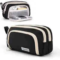 Merkloos Stifteköcher – Etui mit 3 Fächern – Große Kapazität – 21 x 12 x 17 cm – Mit Tragegriff – Für Schule und Büro