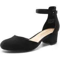 Merkloos Schwarze Pumps für Damen mit runder Schuhspitze und niedrigem Blockabsatz, Größe 41,5 EU