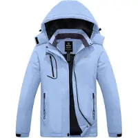Merkloos Damenwinterjacke für den Wintersport mit abnehmbarer Kapuze, winddichten Bündchen und 5 Taschen, blau