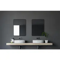 Merkloos Badezimmerspiegel – 80 x 60 cm – Mattes, schwarzes Aluminium – Wandspiegel, horizontal oder vertikal