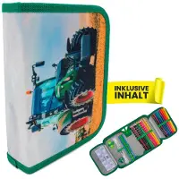 Merkloos Etui, gefüllt – 28-teilig – Mit Reißverschluss – Traktor-Motiv – Für Jungen und Mädchen