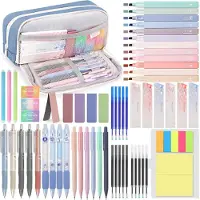 Merkloos Briefpapier-Set mit Etui, 61 Teile, inklusive Textmarker, Gelstiften, Bleistiften und Radiergummipennen